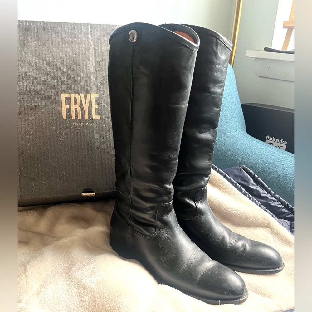 Frye Black Leather Riding Boots